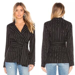 Lovers‎ and friends Pinstriped Tie Wrap Blazer. Size M